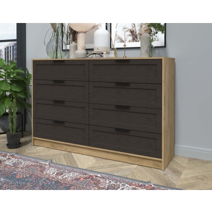 Kомод Тренд КТ-К157 (Дуб золотой ЛДСП/ Дуб английский ЛМДФ) Ш1565 В1020 Г451